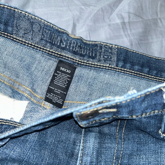 Men's Darker OP Brand Slim Straight Size 38x30 Denim Blue Jeans - Picture 4 of 6